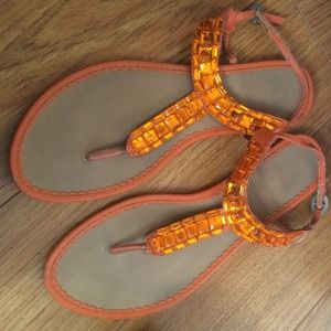 Bright orange sandals