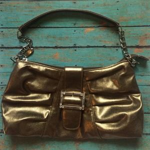 Bronze faux leather purse