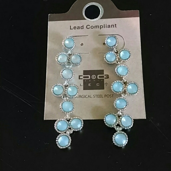 Goldtone and turquoise dangle earrings