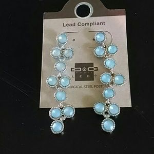 Goldtone and turquoise dangle earrings