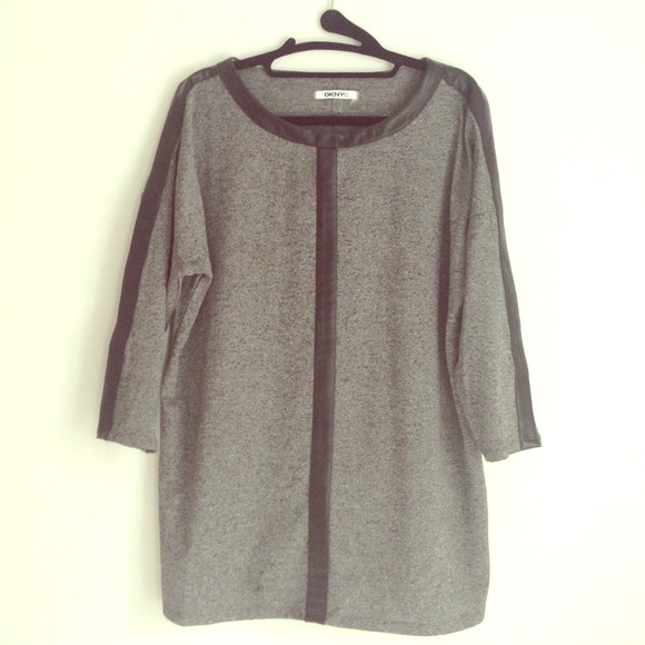 MAKE AN OFFER!! Gray and black leather DKNY shirt