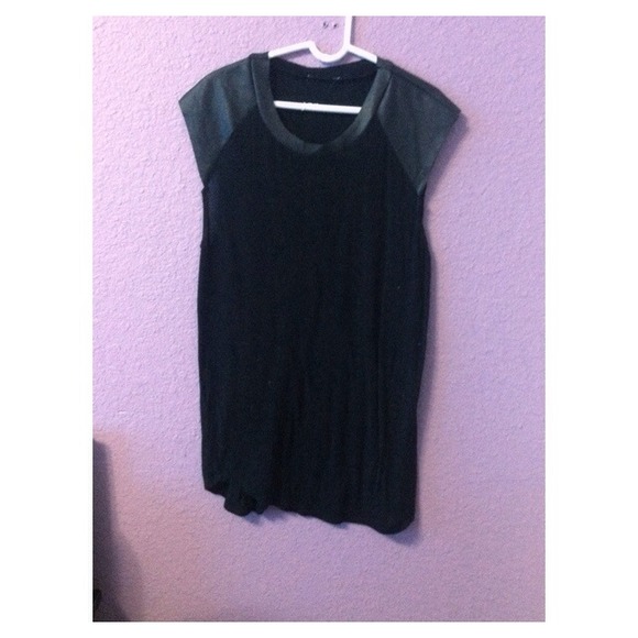 Short Leather Sleeve Top