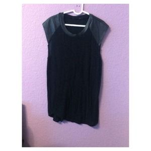 Short Leather Sleeve Top