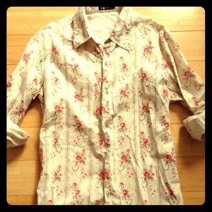 Vintage Retro Floral Button Down Shirt