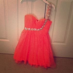 Coral one strapped homecoming dress