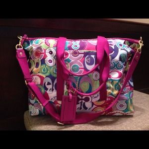 Authentic Coach Poppy Colorful Large Tote