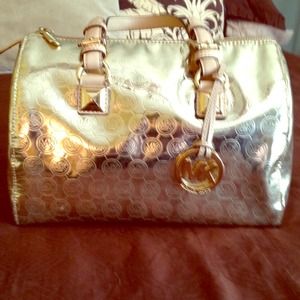 Michael Kors Grayson Gold tone Lrg satchel