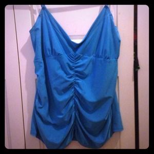 blue spaghetti strap tank