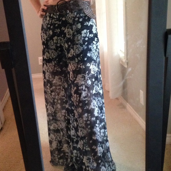 Navy blue flowing pants - Picture 4 of 4