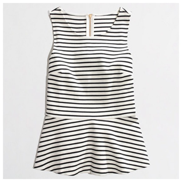 J. Crew Tops - J.Crew black/white peplum striped top
