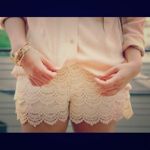 Scalloped lace shorts.