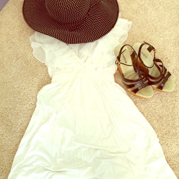 Beautiful white ruffle dress and eyelet shirt
