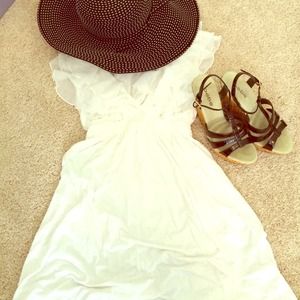 Beautiful white ruffle dress and eyelet shirt