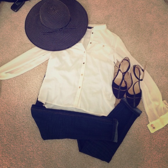 Silky white button up top