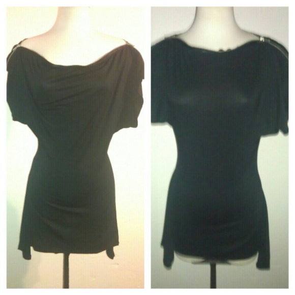Zipper neck mini dress small asymmetrical