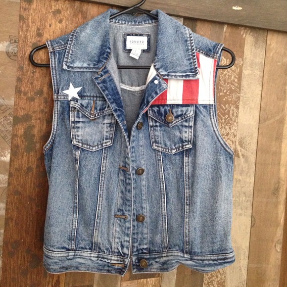 American Flag denim vest