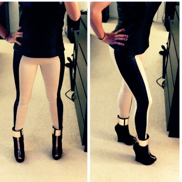 Nude faux leather legging pants - Picture 3 of 3