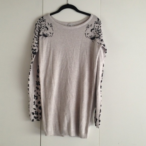 asos leopard sleeve sweater dress