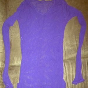 Purple stretchy fishnet top