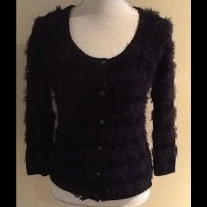 Black Fuzzy Stripped Sweater