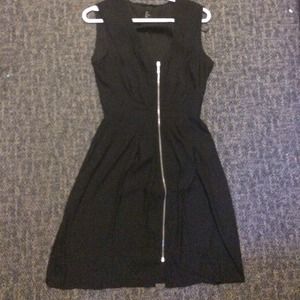 Black front zipper dress