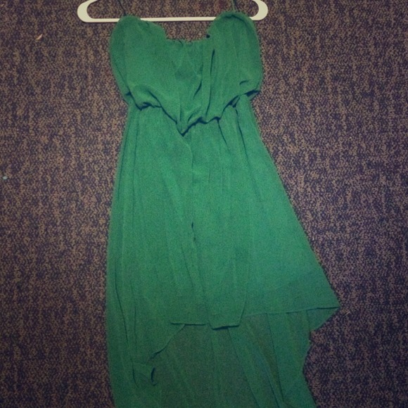 Dark green high low dress