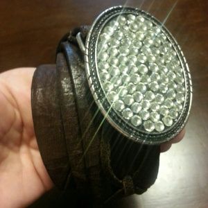 Dark Brown Belt w/ Rhinestone Buckel