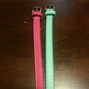 Bundeled Mint & Pink Thin Belts