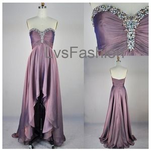 Strapless Purple Prom Dress