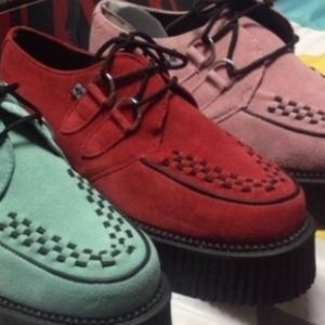 TUK Suede Creepers in Red.
