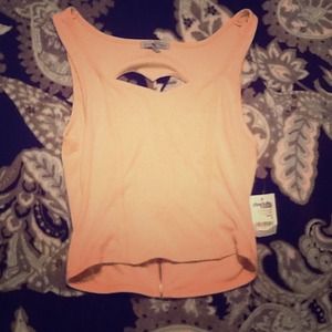 Cropped Peach Tank w/ Heart Cutout