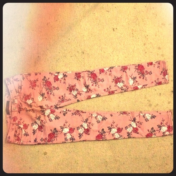 Pink Floral Skinny Jeans