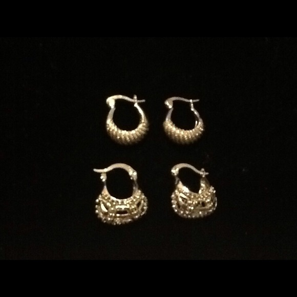 BUNDLE 2 Pair of Ladies Rhodium Earrings