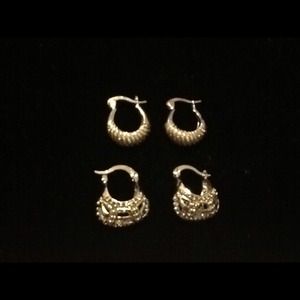 BUNDLE 2 Pair of Ladies Rhodium Earrings