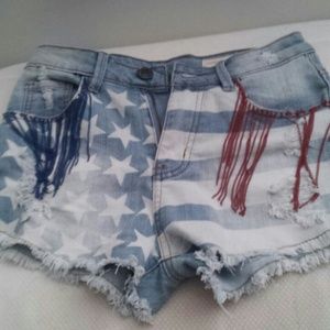 NEW Red, blue, and white high waisted shorts.