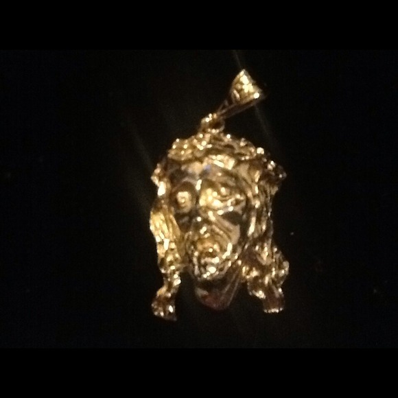 "14kt Gold Diamond Cut Overlay Jesus Charm