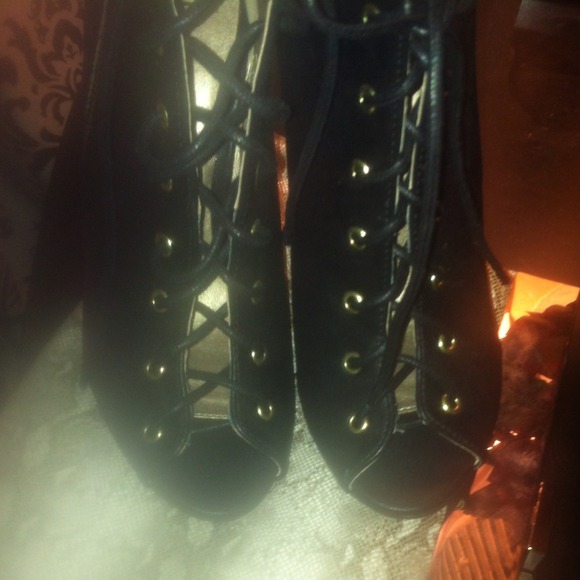 Charlotte Russe Boots - Black lace up booties