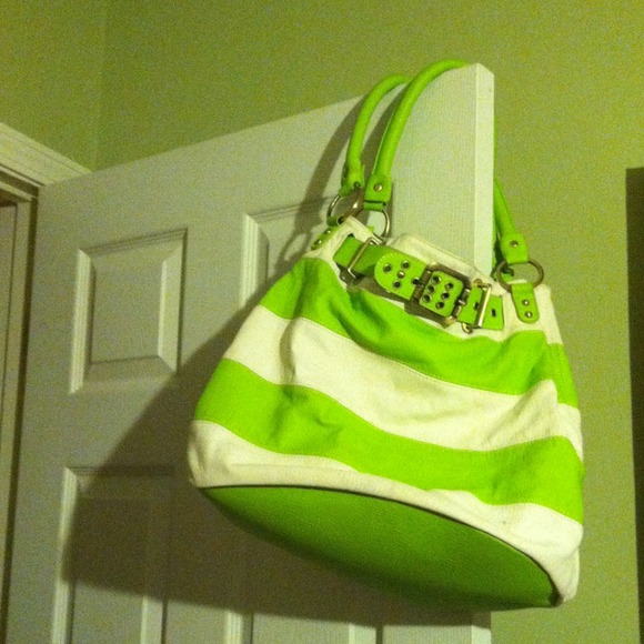 Lime green/white purse
