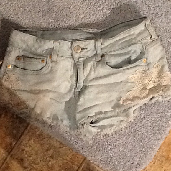 Jean shorts with lace.. 8, American eagle.