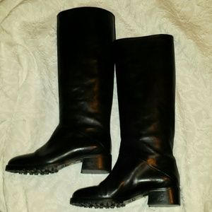 Black tall leather boots