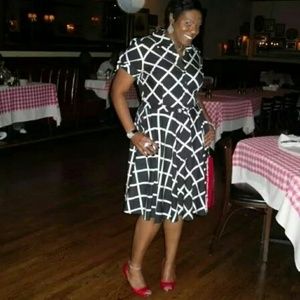 SOLD!!! INC black and white print shirt dress