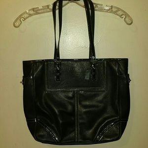 Black leather Coach bag.