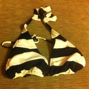 Black and white striped bathing suit top