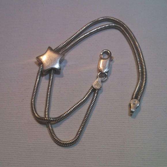 Sterling silver 925 2 strand slide charm bracelet - Picture 2 of 3