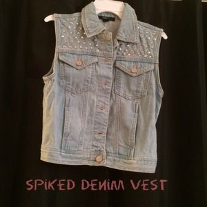 spiked denim vest