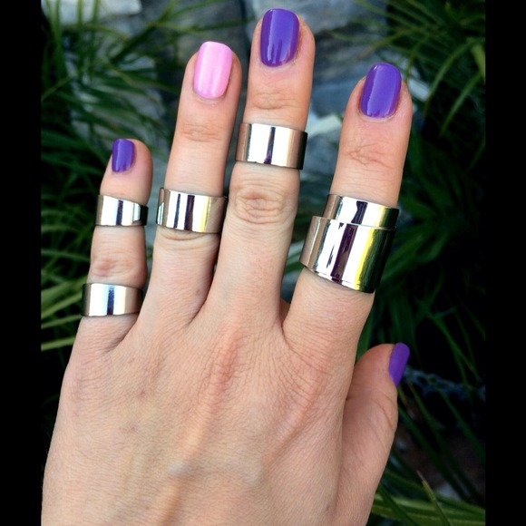 Rhodium Ring/Midring Set
