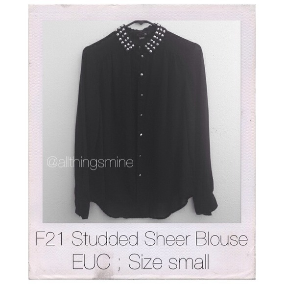 ❌SOLD❌ F21 Sheer Studded Collar Blouse