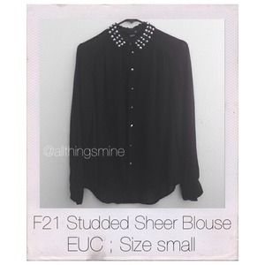 ❌SOLD❌ F21 Sheer Studded Collar Blouse