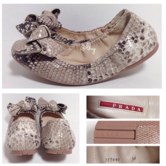 PRADA SPORT BOW FLATS - SNAKEPRINT - IT38 - Picture 3 of 4
