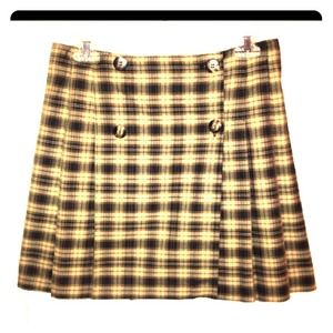 Pleaded Brown Plaid Skirt